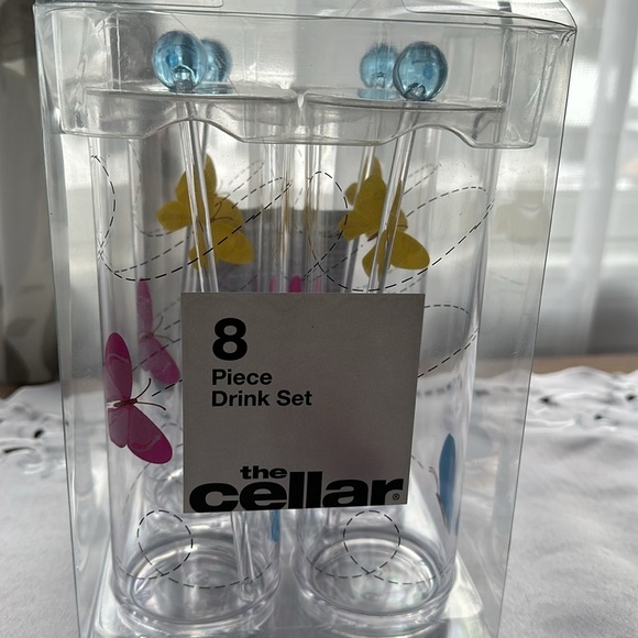 Butterfly Set of 4 Tom Collins Glasses - Picture 4 of 4